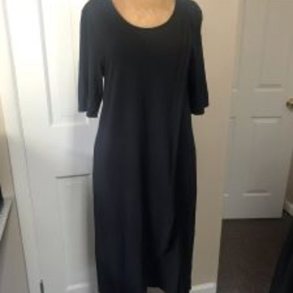 Mododoc Crossover Front Faux Wrap Knit Dress Black - Picture 6 of 6